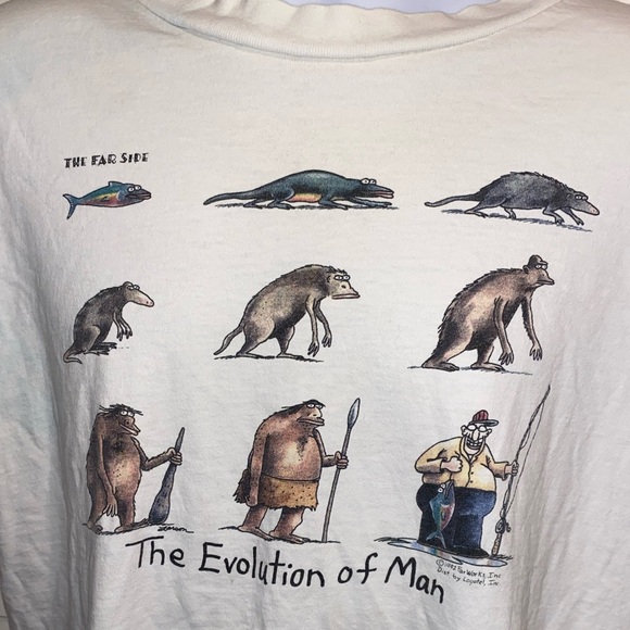 Vintage (The Far Side) - The Evolution Of Man T-Shirt 1992 Size XL - Picture 2 of 9
